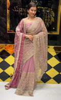 Rose Pink Premium Saree Dupatta Set (211)