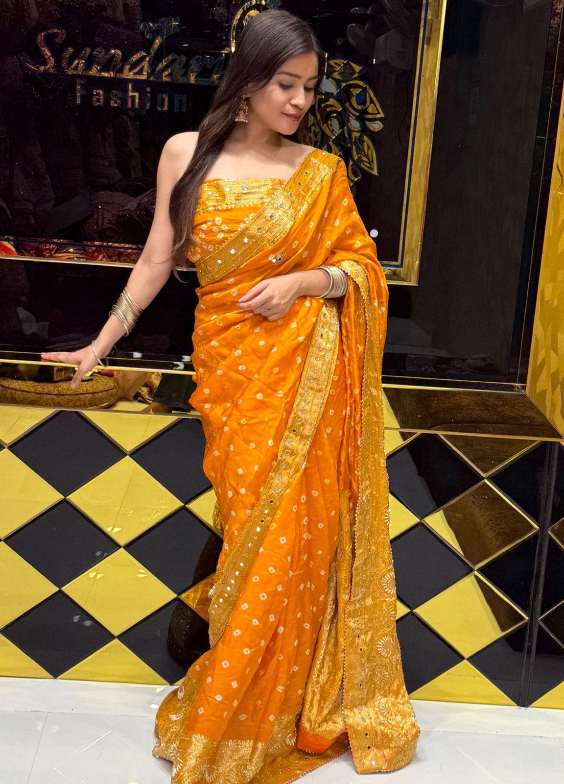 Bandhani Gaji Silk with Zari Pallu Saree (207)