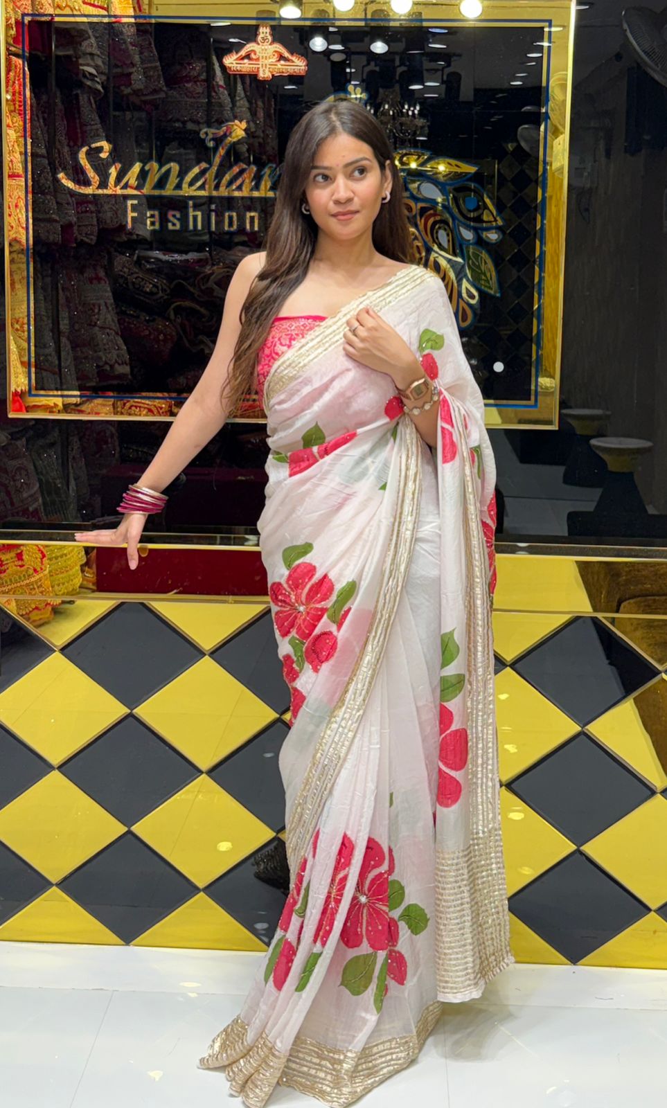 Premium Floral Handwork Designer Saree (208)