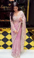 Rose Pink Intricate Handwork Designer Saree (218)