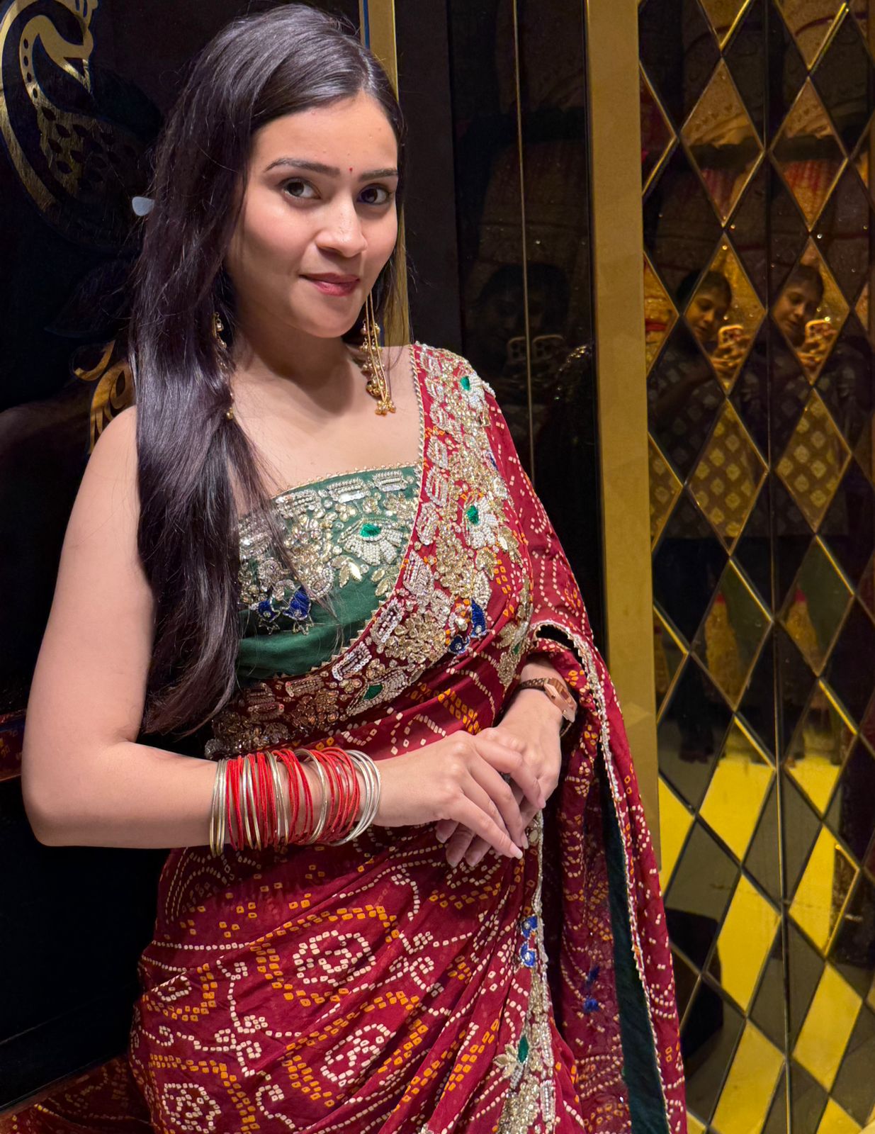 Red Rajasthani Handwork Premium Chundari Saree