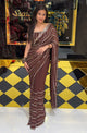 Brown Katdana Premium Handwork Pure Chiffon Saree (213)