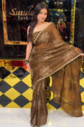 Brown Floral Mirrrorwork Saree (221)