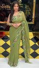 Stunning Green Floral  And Gota Handcrafted Saree (225)