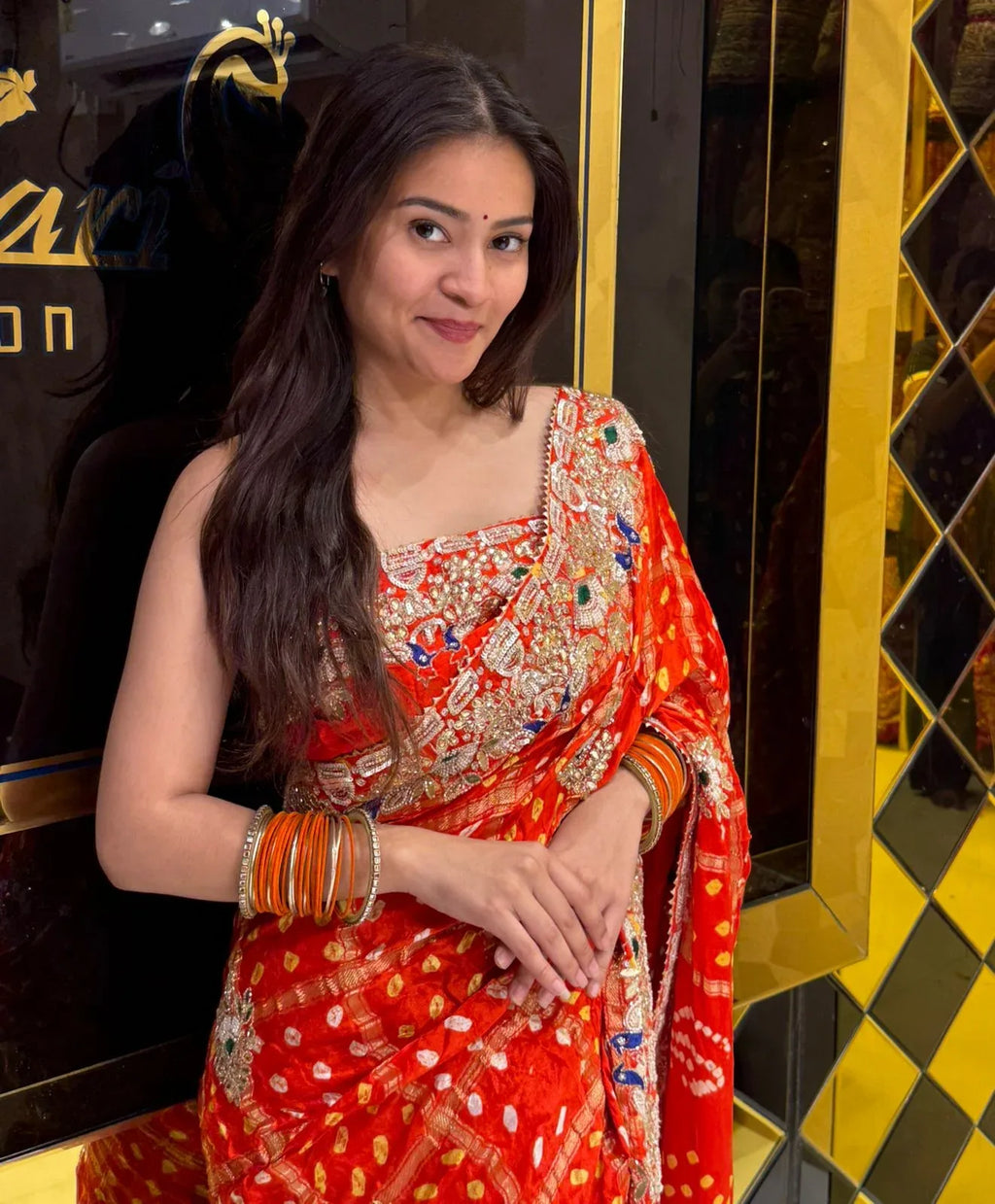 Orange Gajji Silk Saree (239)