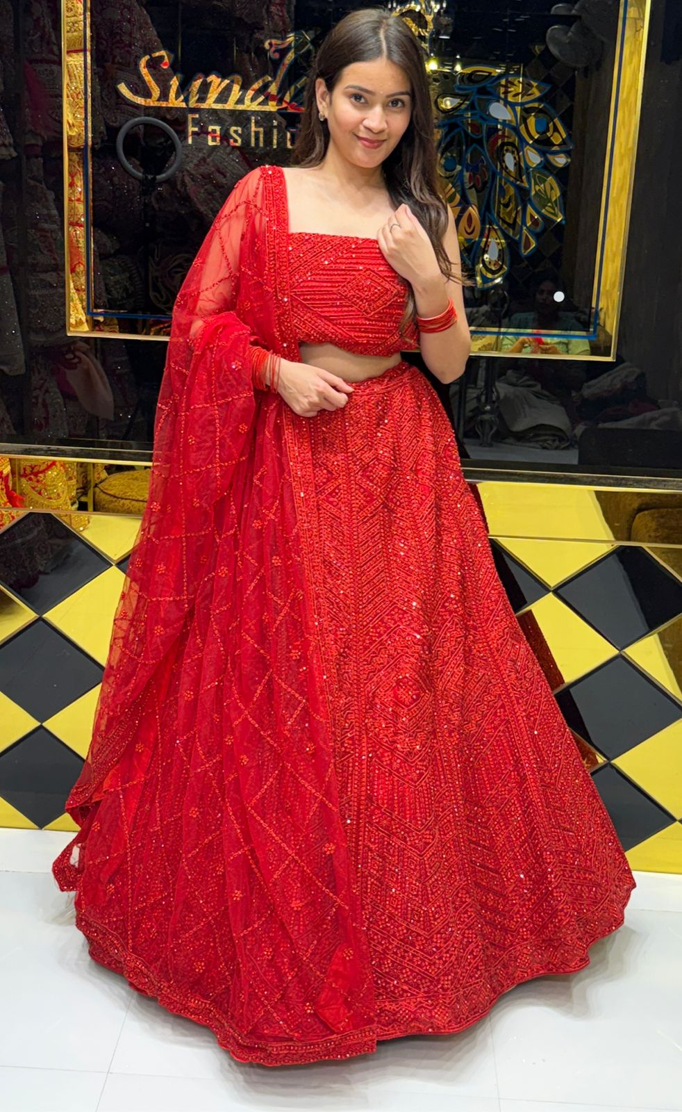 Red Royal Silk Heavy Handwork Lehenga (240)