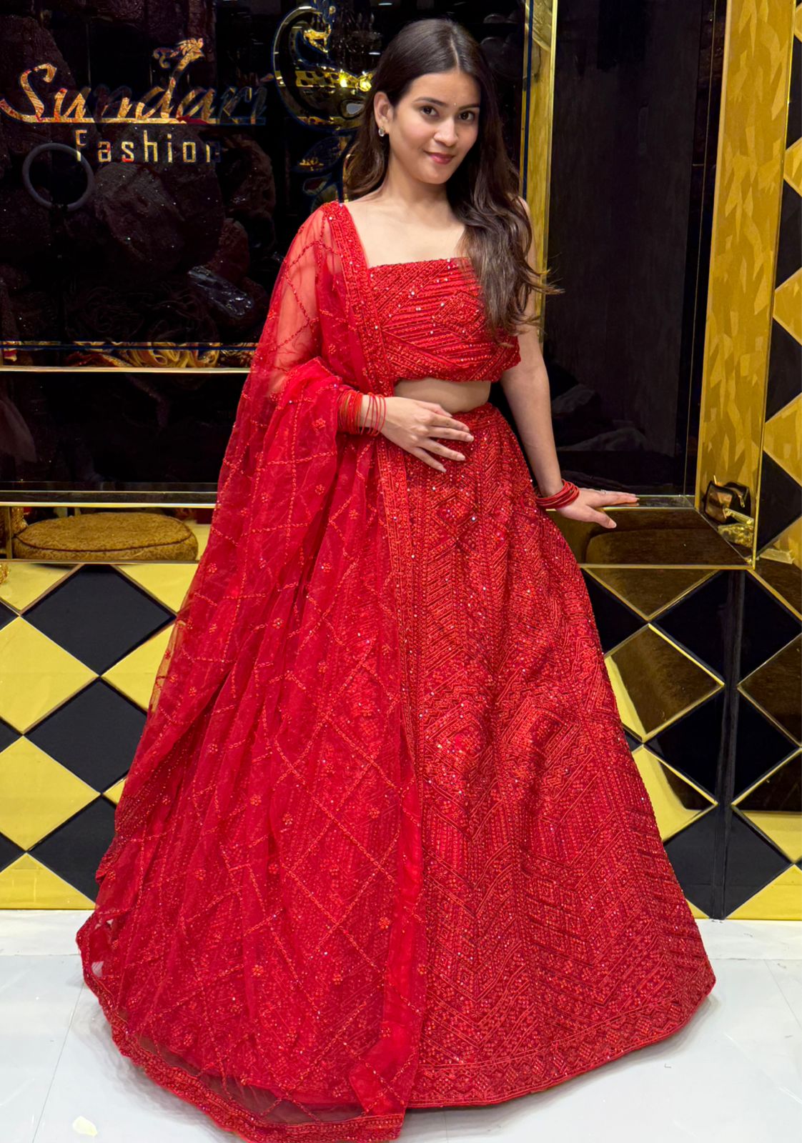 Red Royal Silk Heavy Handwork Lehenga (240)