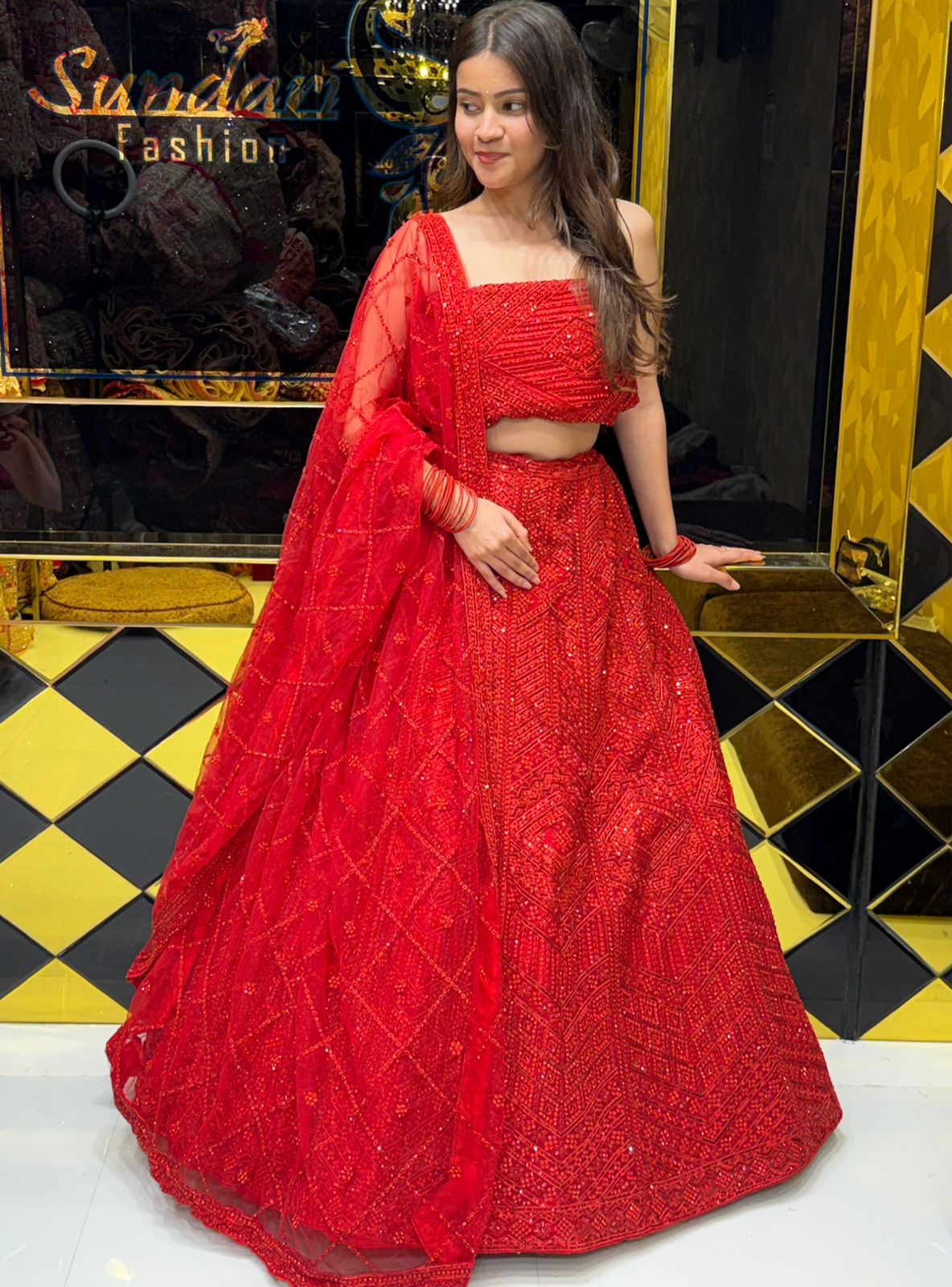 Red Royal Silk Heavy Handwork Lehenga (240)