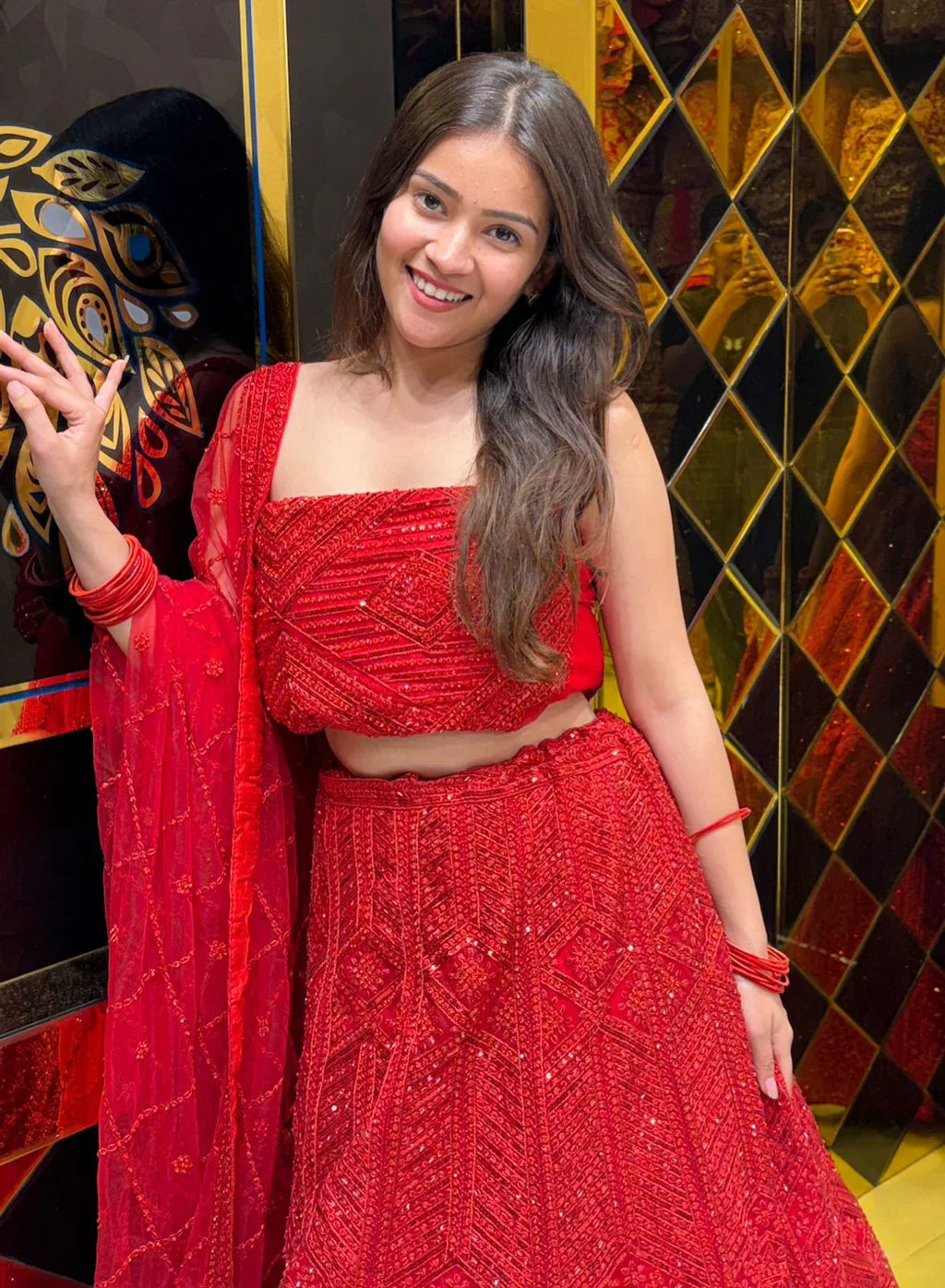 Red Royal Silk Heavy Handwork Lehenga (240)