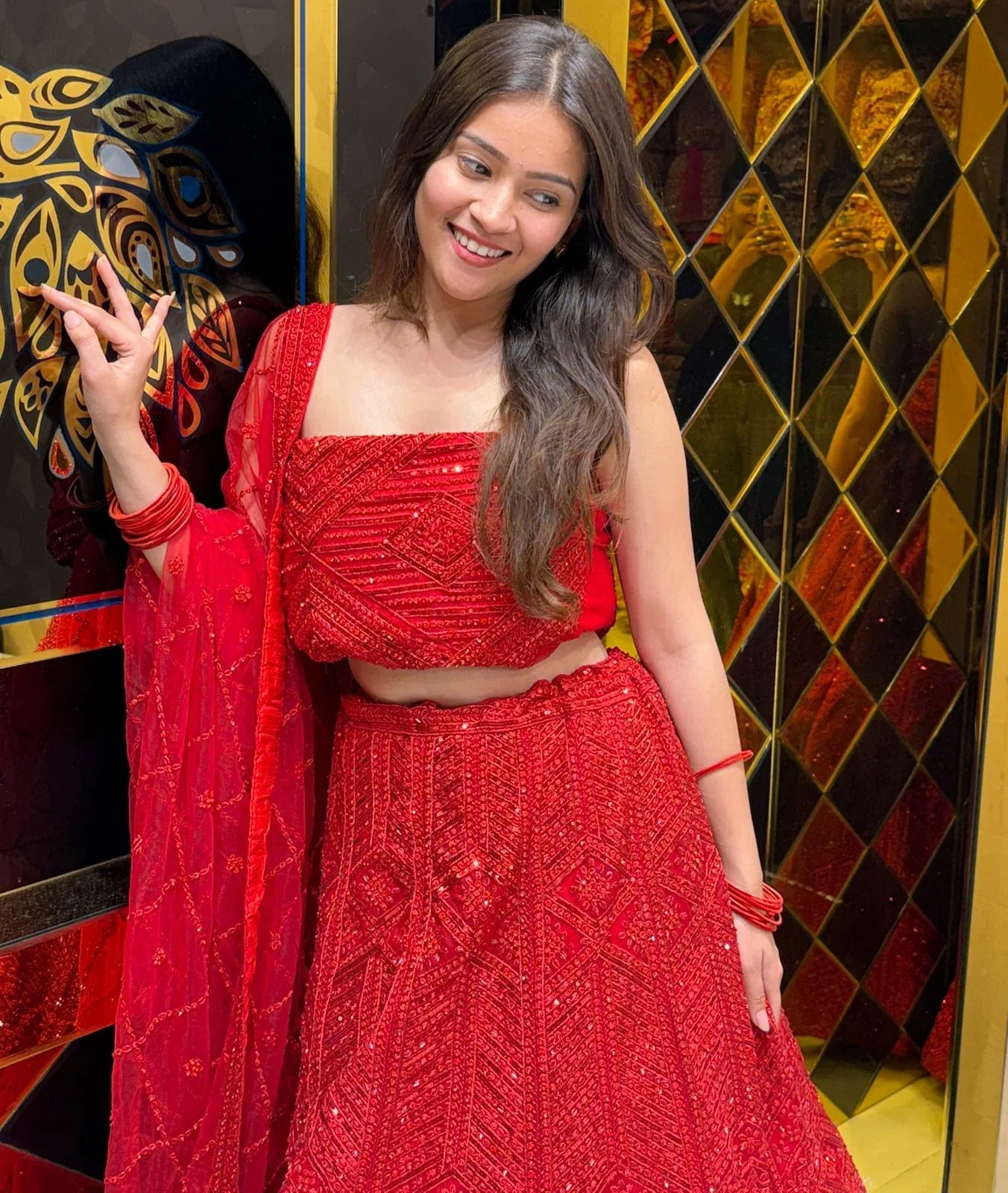 Red Royal Silk Heavy Handwork Lehenga (240)