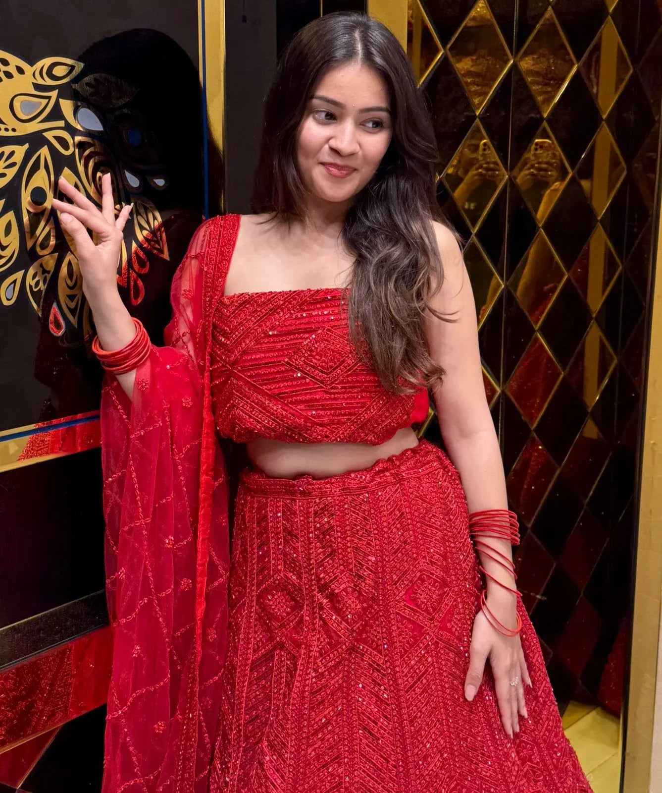 Red Royal Silk Heavy Handwork Lehenga (240)