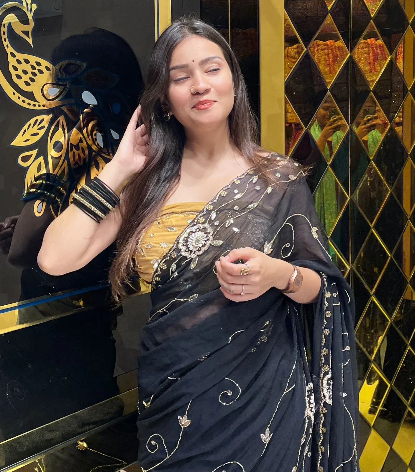 Designer Black & Bronze Handcrafted Saree (252)