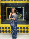 Blue Full Mirror Work Saree (257)