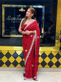 Red Rajasthani Designer Chundari Saree (260)