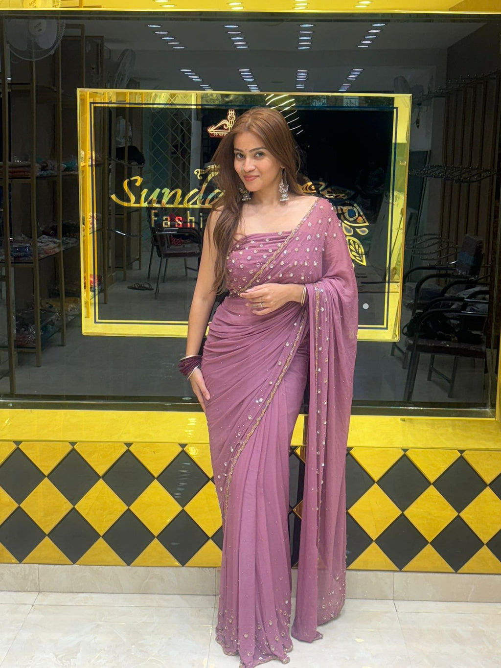 Celebrity Style Designer Handcrafted Saree (258)