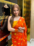 Orange Bandhej Saree (S2)