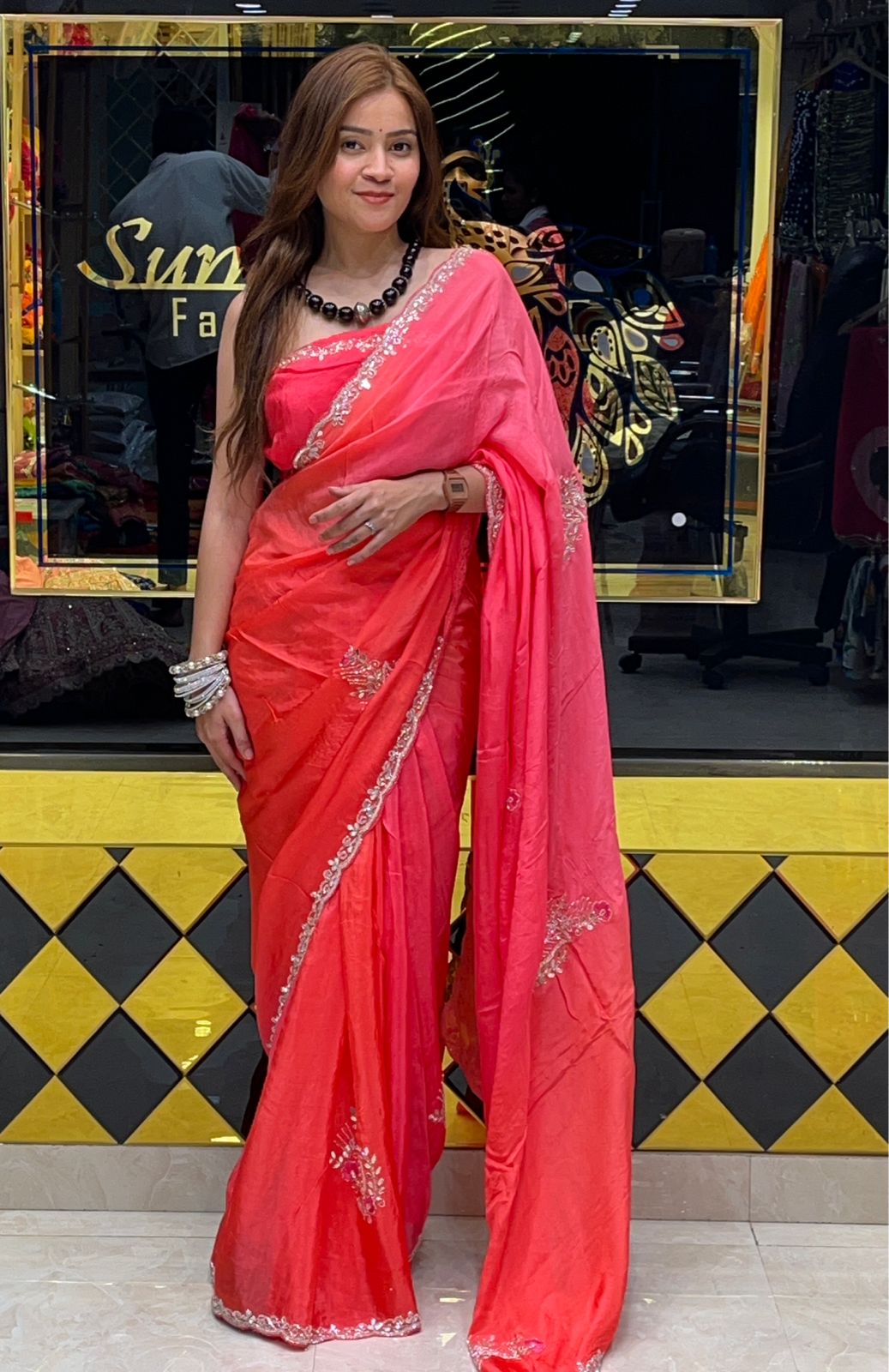Elegant Pink Handmade Saree (269)