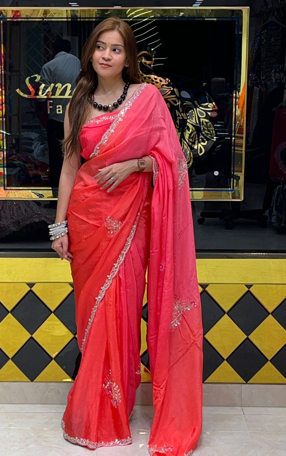 Elegant Pink Handmade Saree (269)