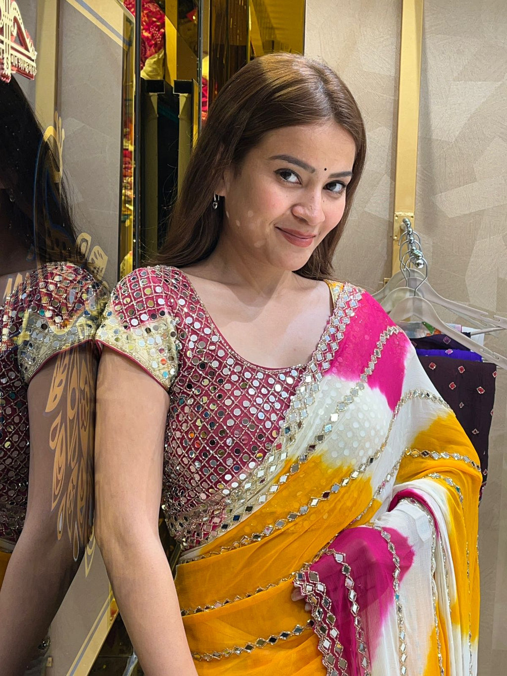 Multicolour Mirror Work Saree (273)