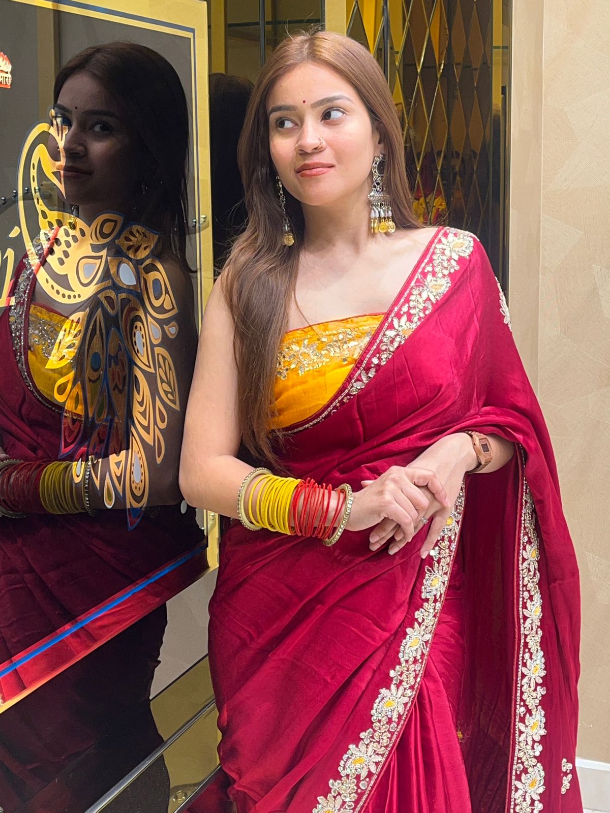 Royal Red Gajji Silk Gotapati Handcrafted Saree (272)