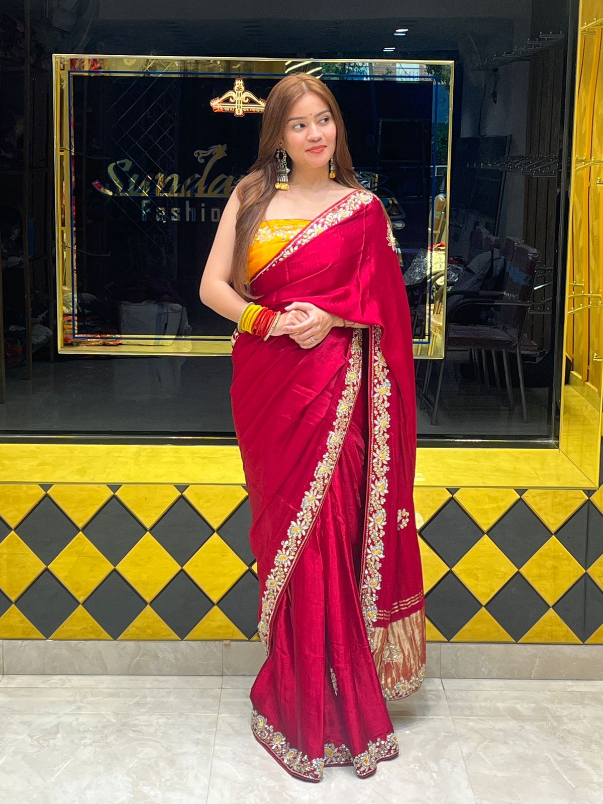 Royal Red Gajji Silk Gotapati Handcrafted Saree (272)