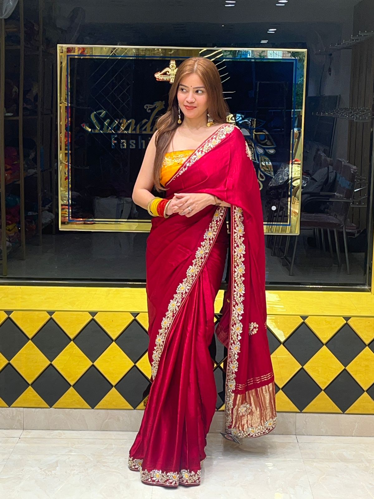 Royal Red Gajji Silk Gotapati Handcrafted Saree (272)