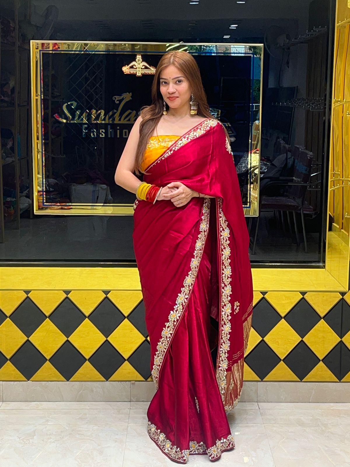 Royal Red Gajji Silk Gotapati Handcrafted Saree (272)