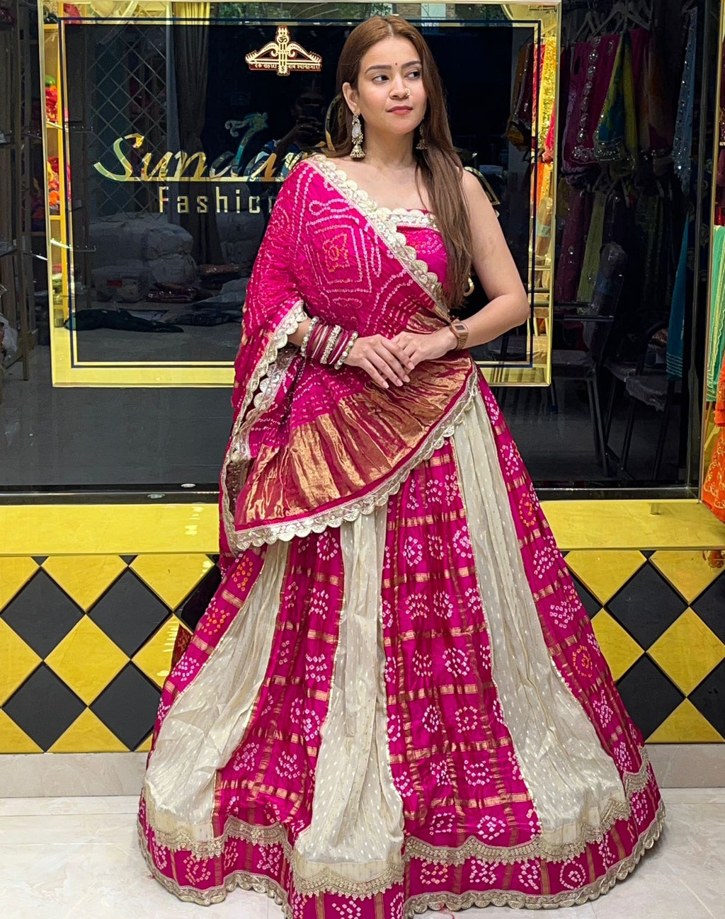 Pink Gajji Silk Gharchola Lehenga Set (275)