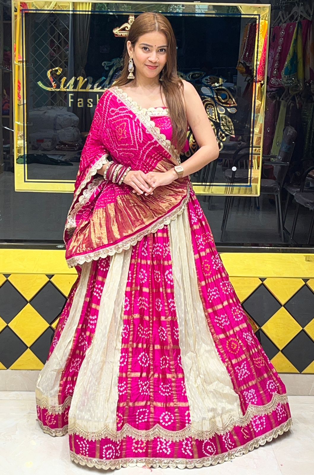 Pink Gajji Silk Gharchola Lehenga Set (275)