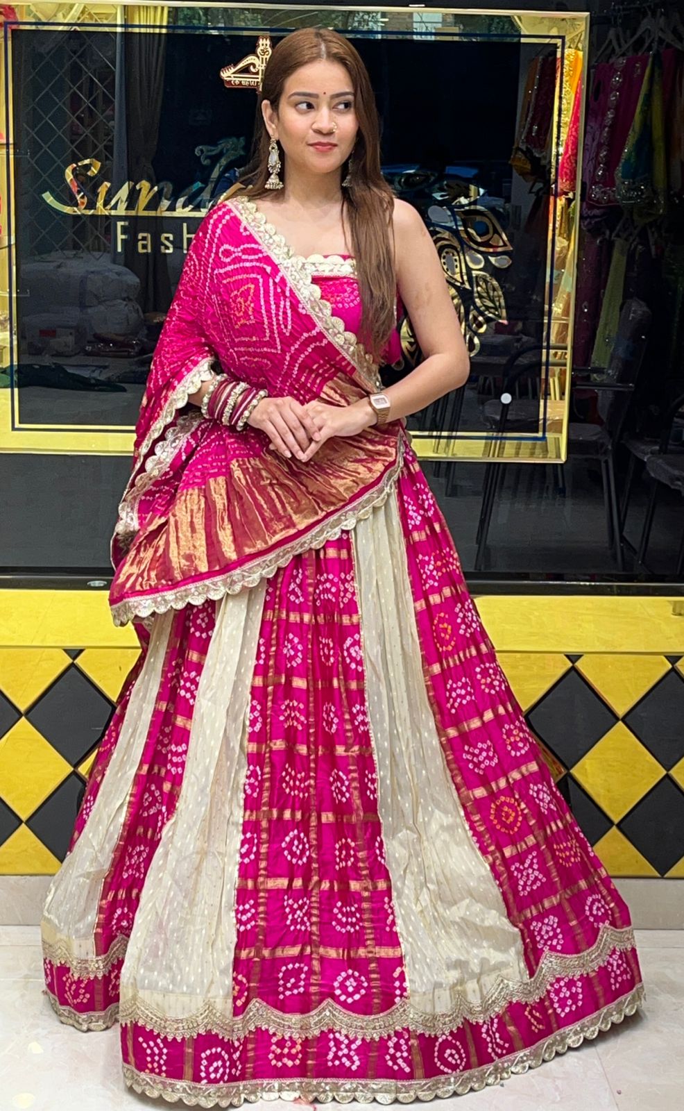 Pink Gajji Silk Gharchola Lehenga Set (275)