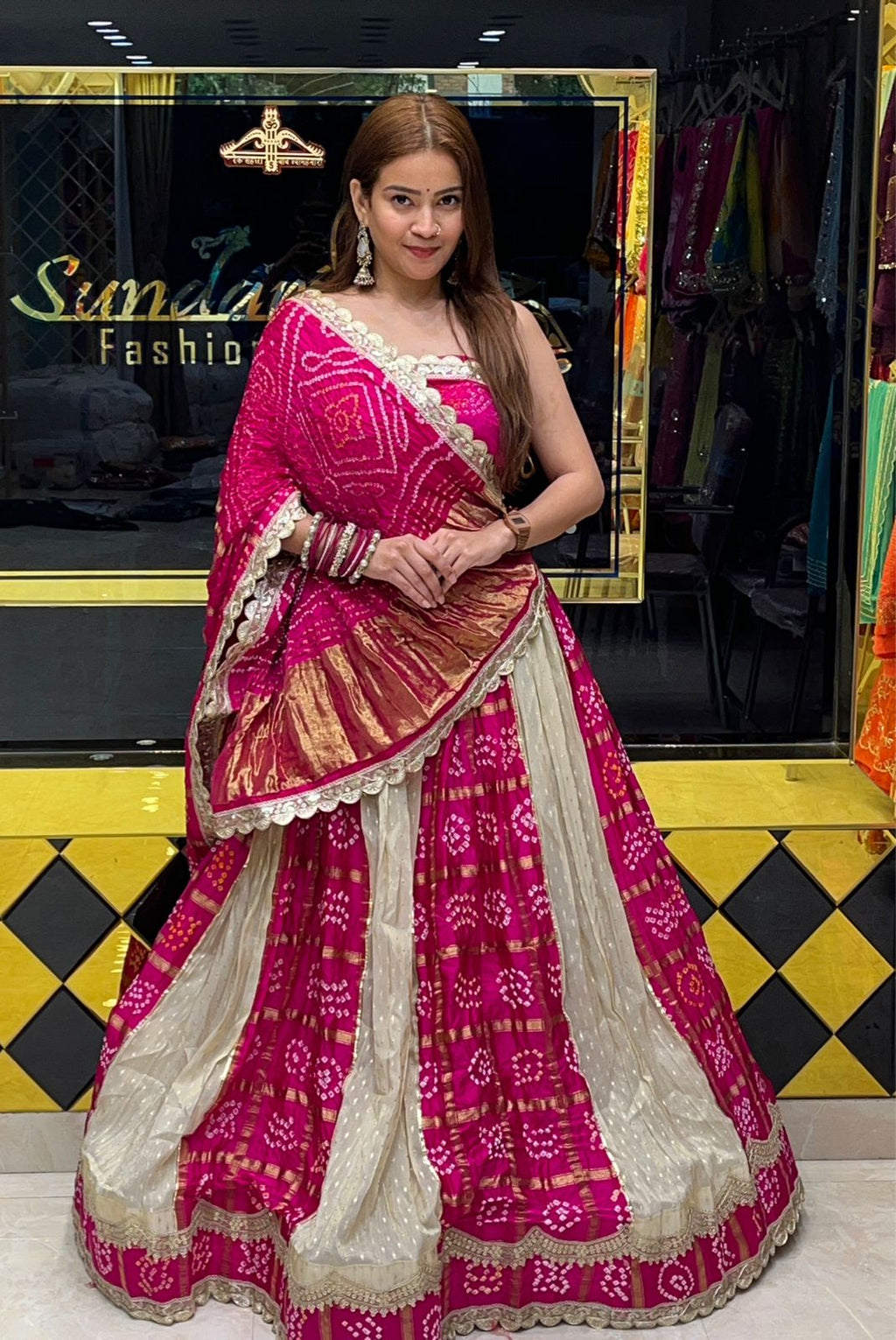 Pink Gajji Silk Gharchola Lehenga Set (275)