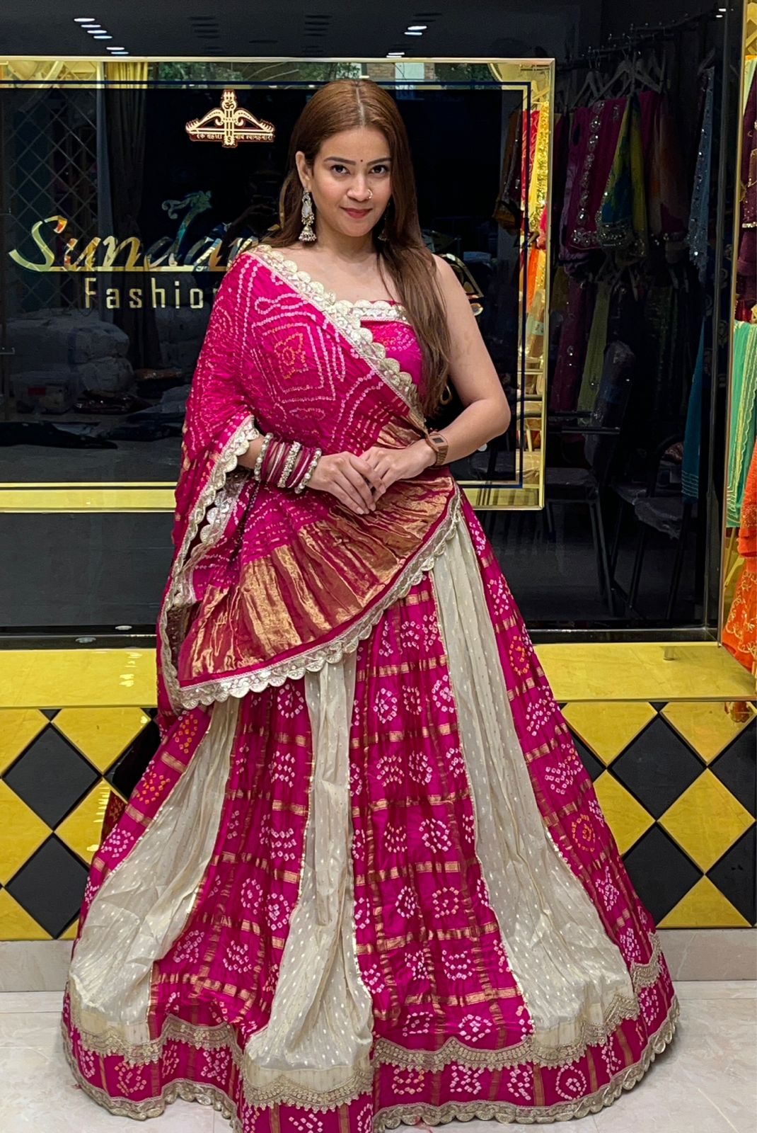 Pink Gajji Silk Gharchola Lehenga Set (275)