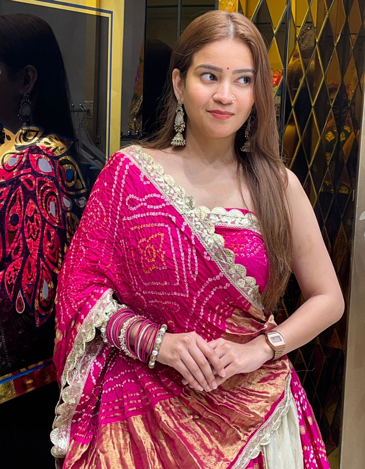 Pink Gajji Silk Gharchola Lehenga Set (275)