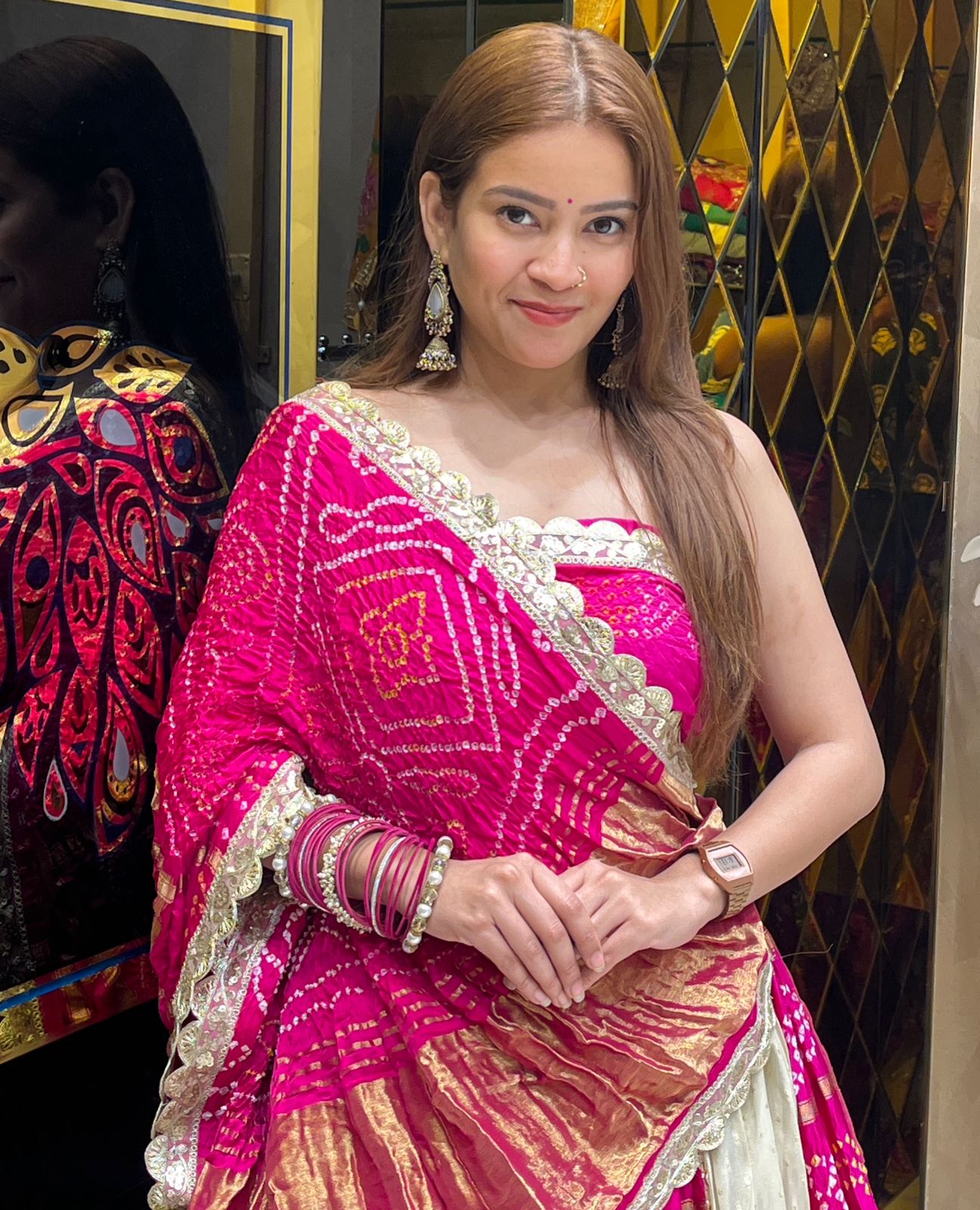 Pink Gajji Silk Gharchola Lehenga Set (275)