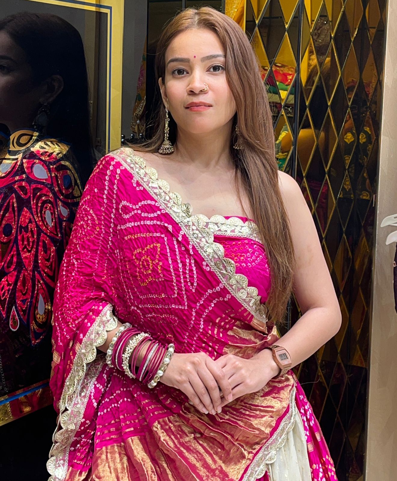 Pink Gajji Silk Gharchola Lehenga Set (275)