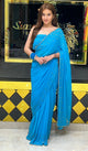 Celebrity  Style Turquoise Blue Designer Handcrafted Saree (276)