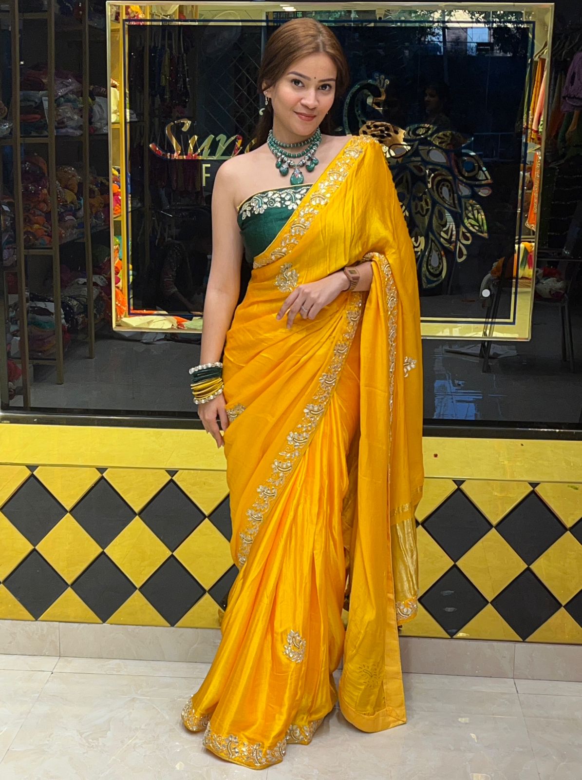 Yellow Gajji Silk Gotapati Handcrafted Saree (278)