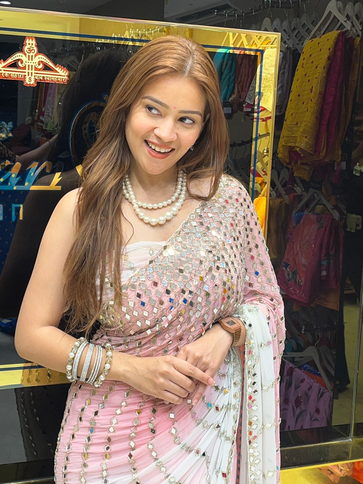 Dual Shade Full Mirror Work Saree (279)