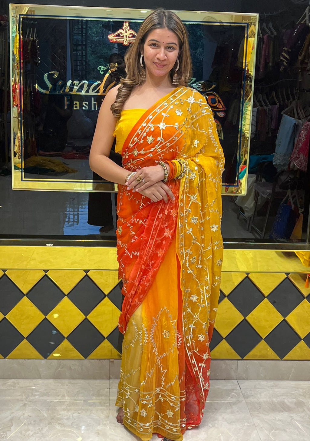 Orange Gotapati Rajathani Saree (291)