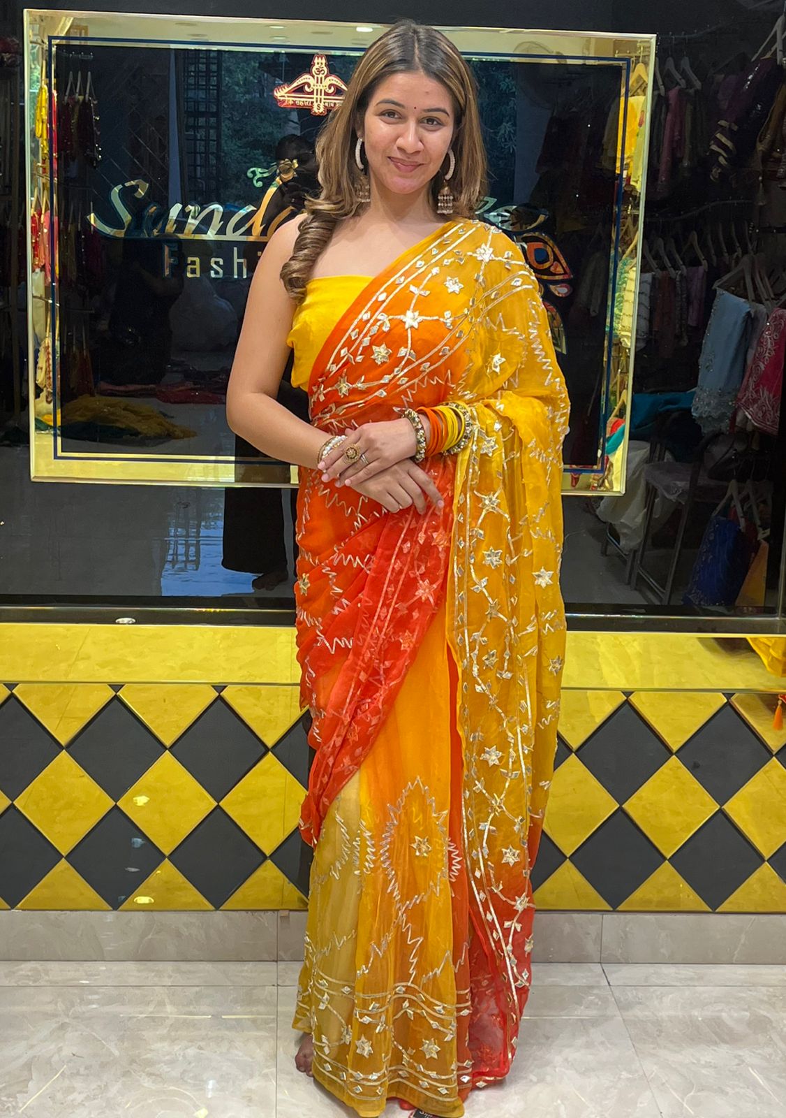 Orange Gotapati Rajathani Saree (291)