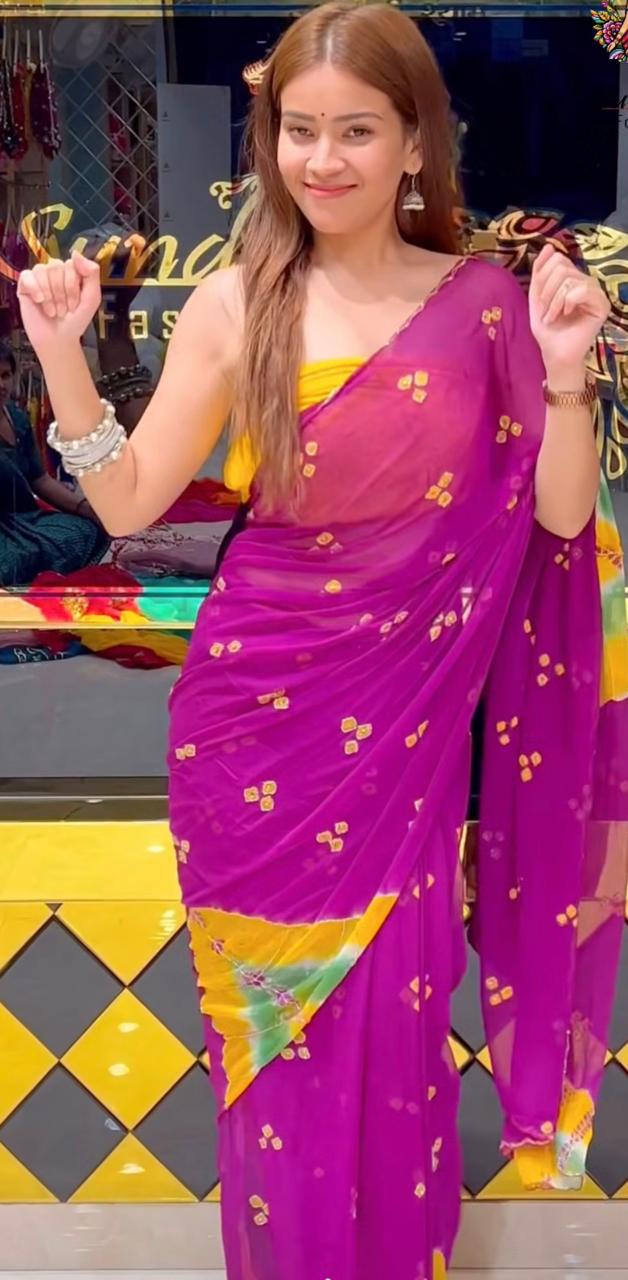Bhandej Pure Chiffon Katdana Handwork Saree (S6)