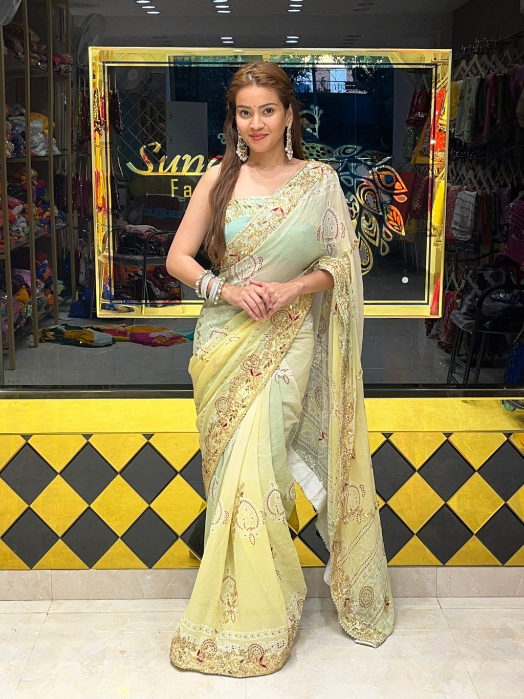 Sundari Bandhani Georgette Handcrafted Saree (290)