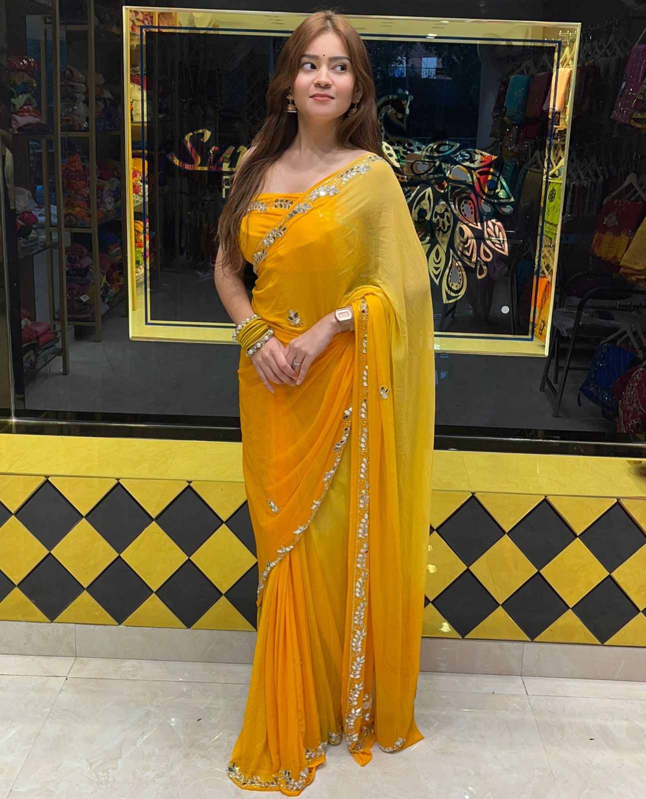 Yellow Ombre Katdana Designer Saree (S9)
