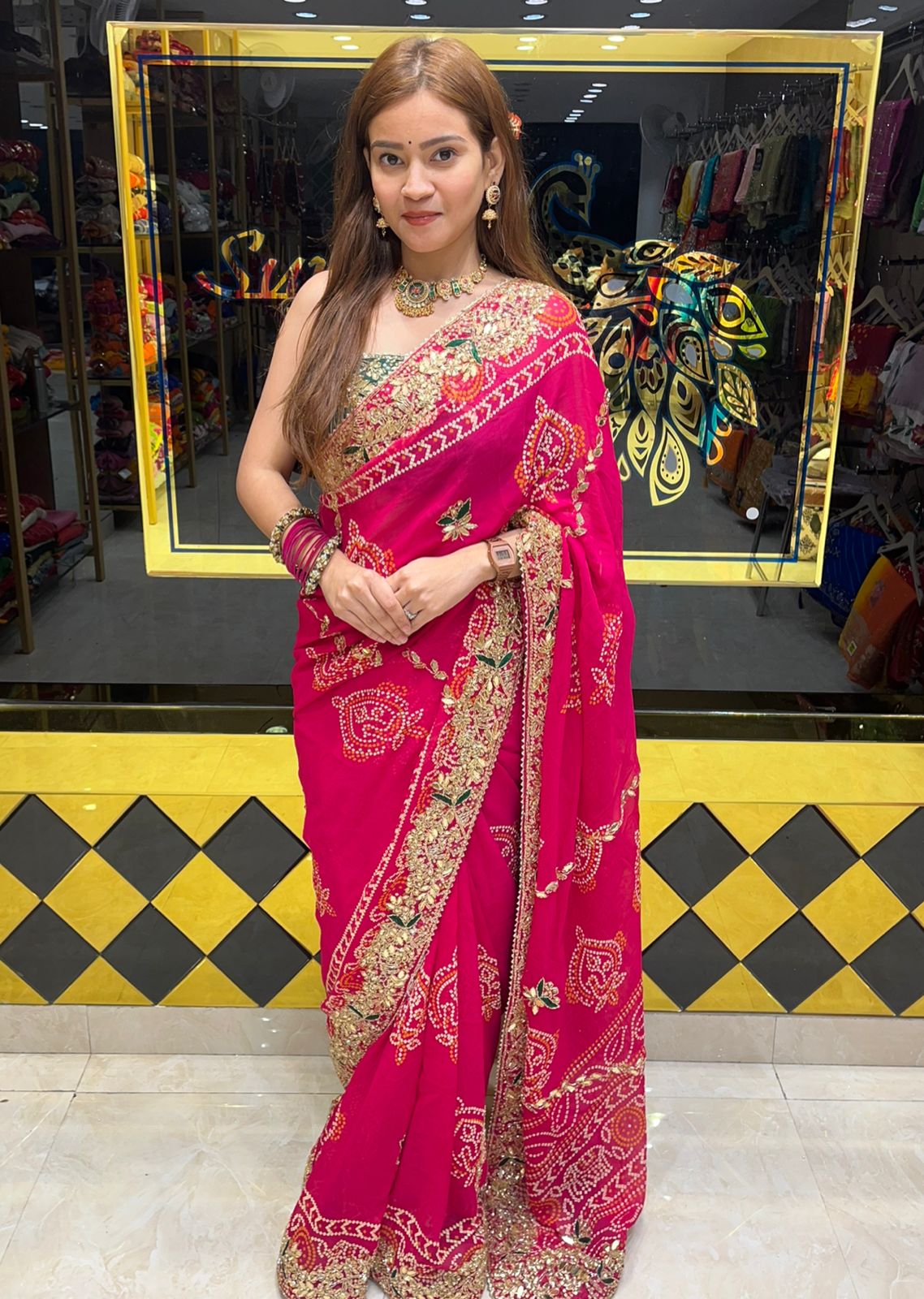 Pure Georgette Handcrafted Chundri  Saree (292)