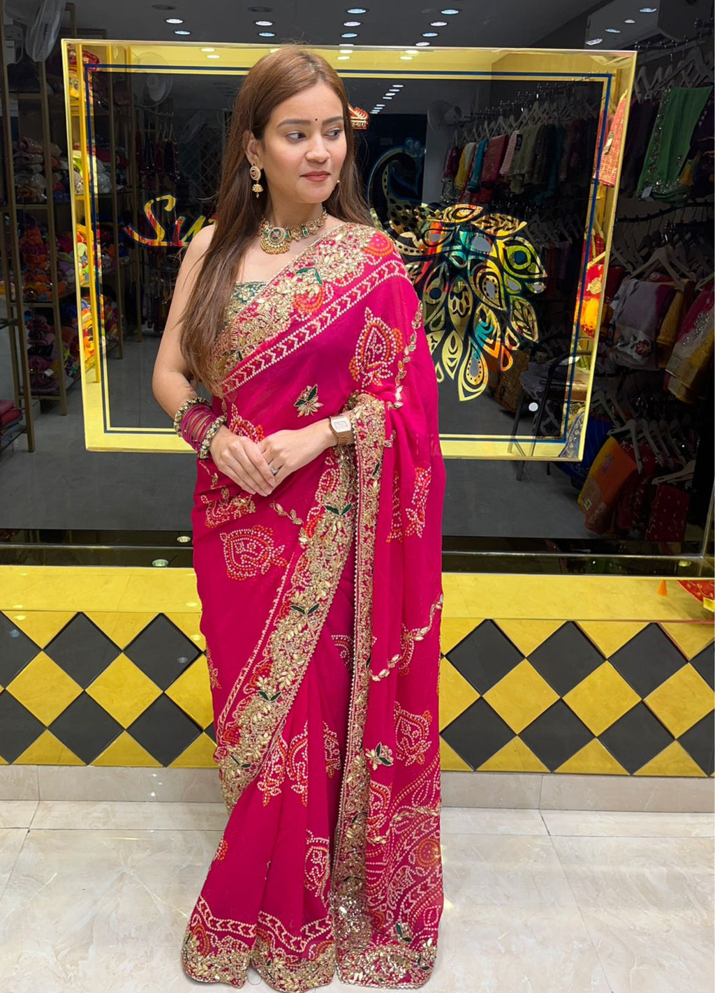 Pure Georgette Handcrafted Chundri  Saree (292)