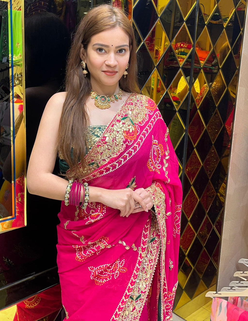 Pure Georgette Handcrafted Chundri  Saree (292)