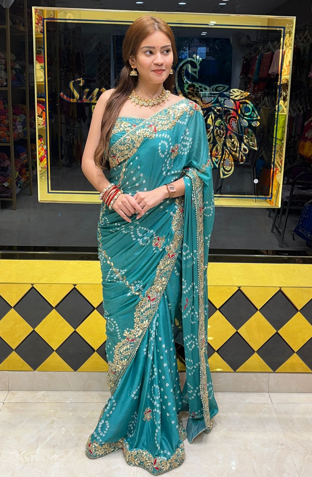Pure Crepe Bandhani Handcrafted Saree (297)