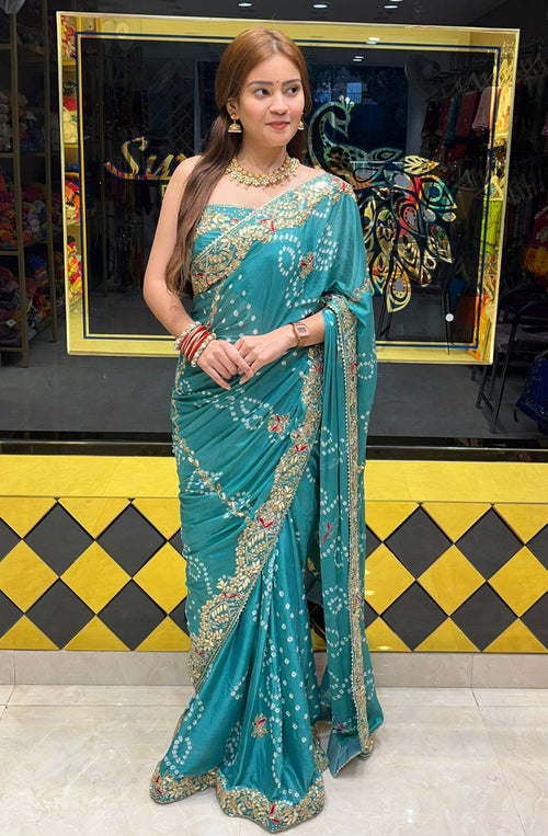 Pure Crepe Bandhani Handcrafted Saree (297)