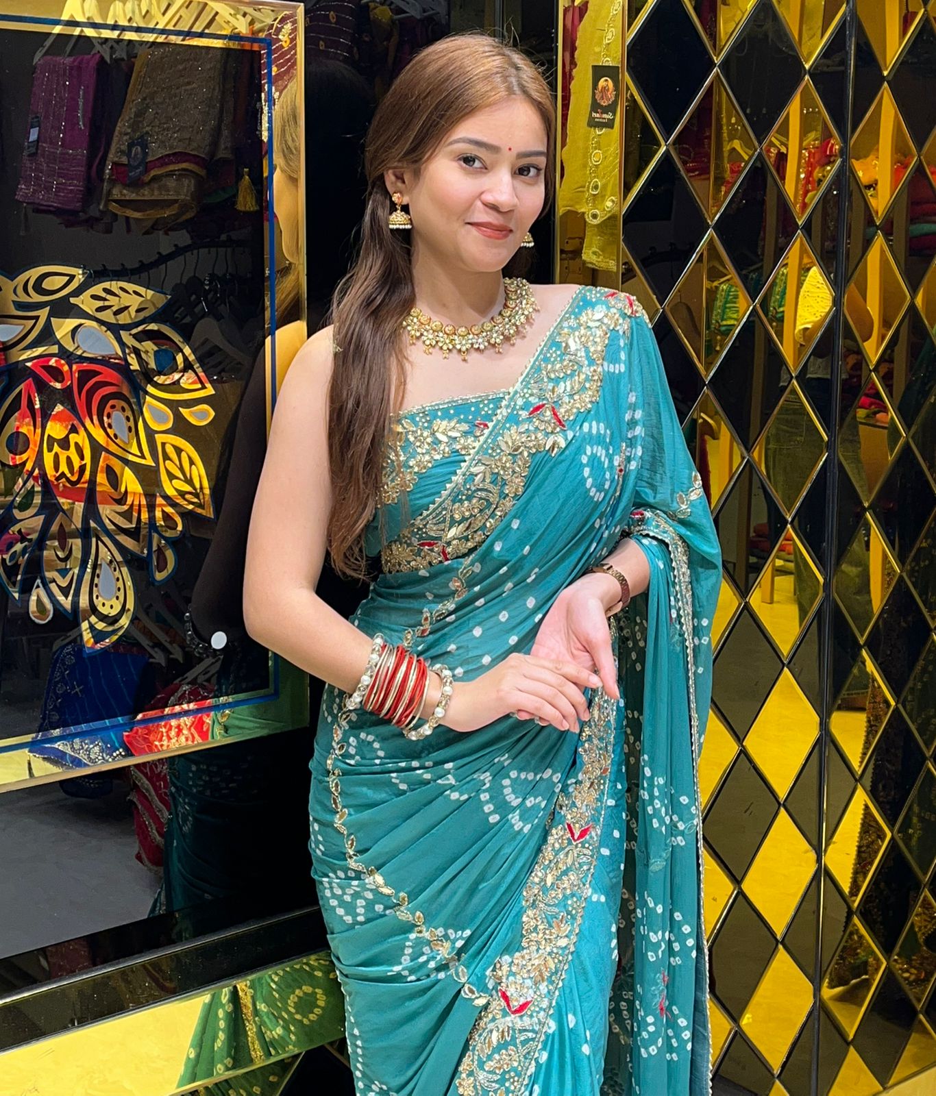 Pure Crepe Bandhani Handcrafted Saree (297)