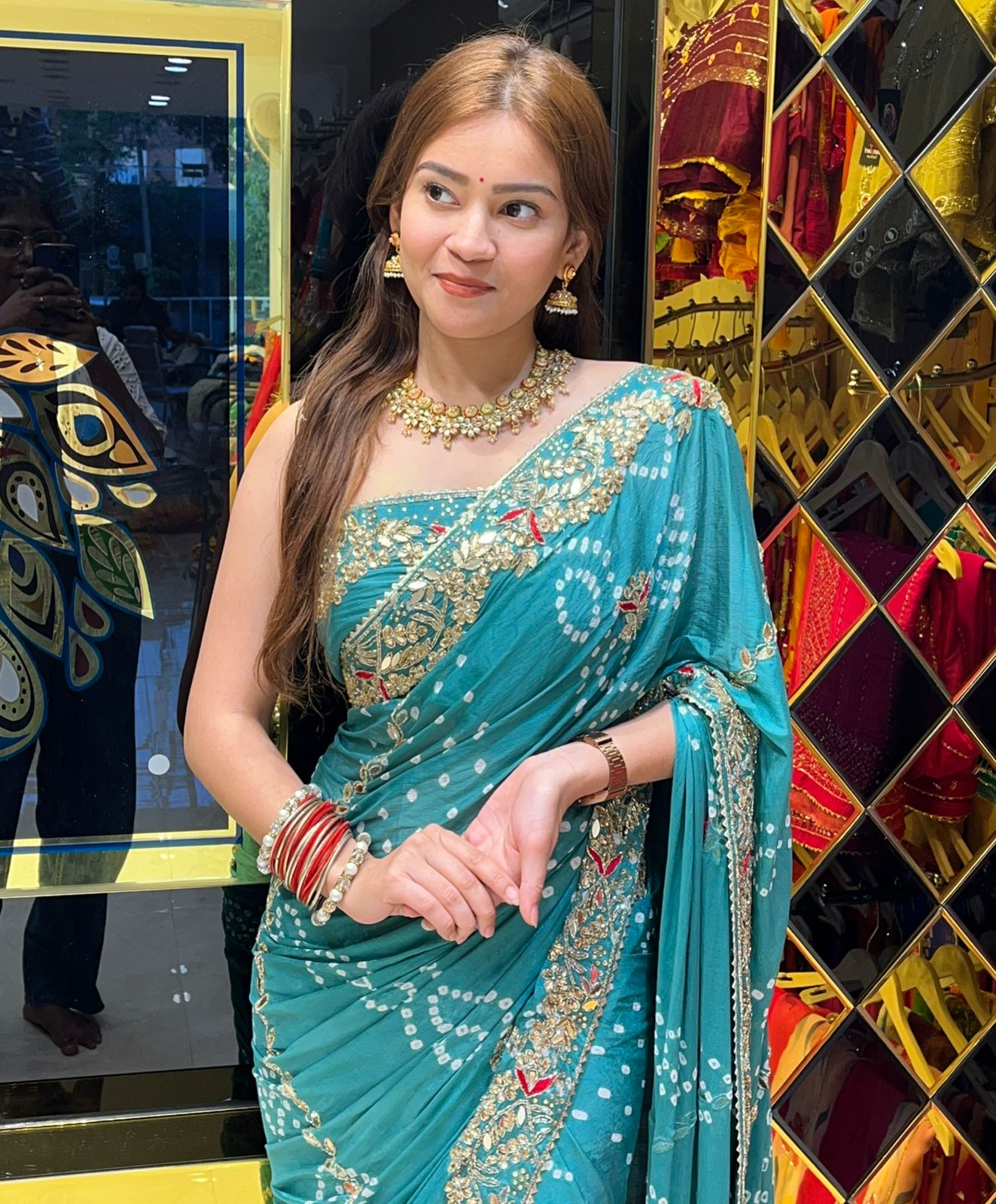 Pure Crepe Bandhani Handcrafted Saree (297)